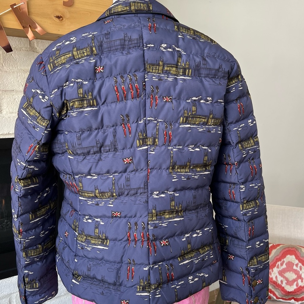 Boden Navy Puffer Jacket with Iconic City Print - Picture 7 of 10